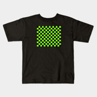 Checkered Pattern - Lime and Green Kids T-Shirt